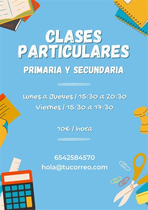 cartel clases particulares|Anuncio de Clases Particulares: Plantillas en Word